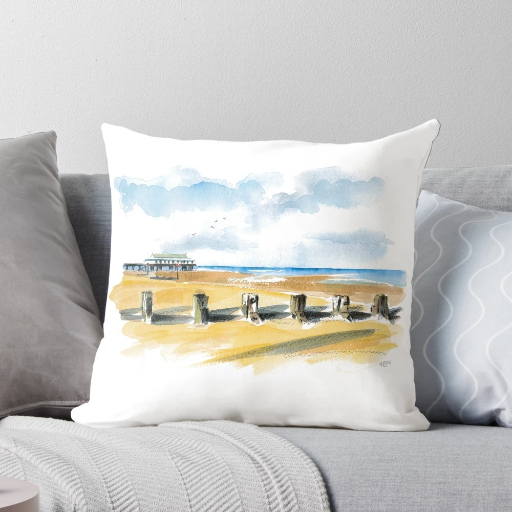 Cleethorpes Pier Coastal Pillow - a soft, high-quality cushion featuring the iconic Cleethorpes Pier