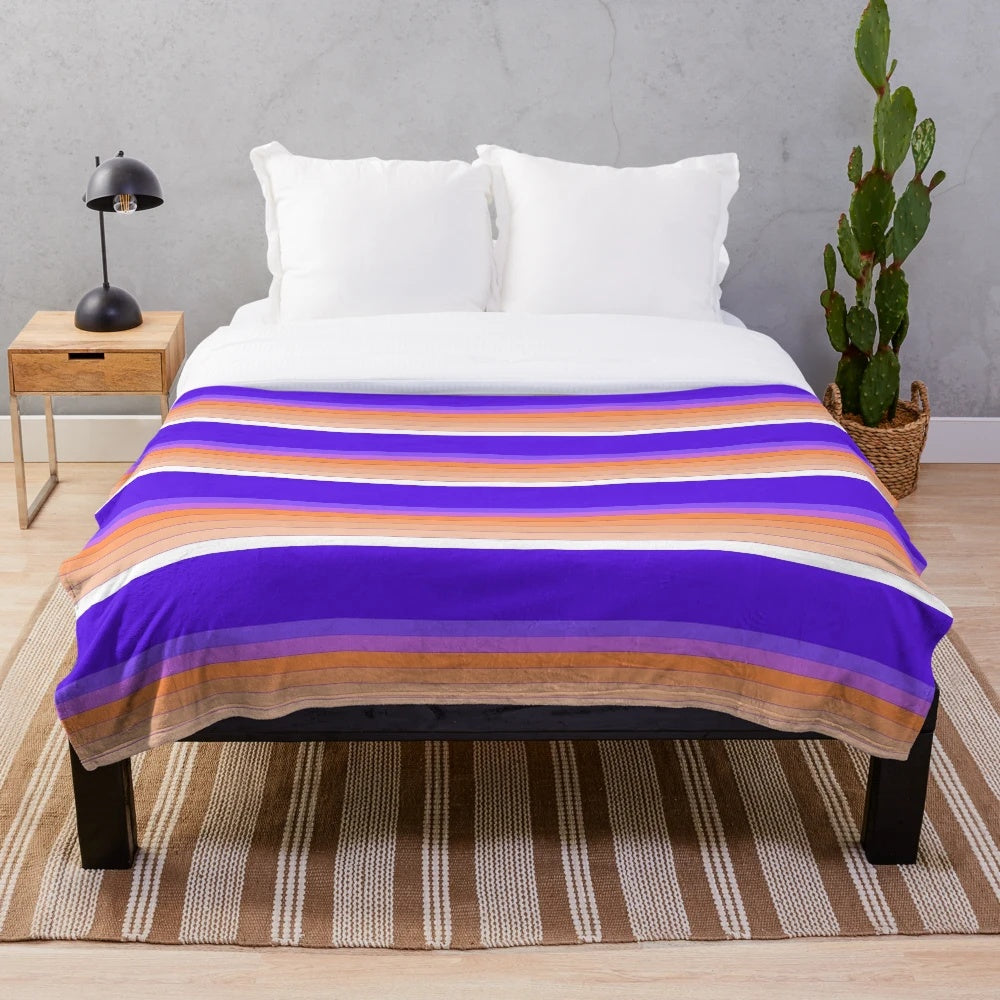 Clemson-inspired plush blanket with sunset grid design