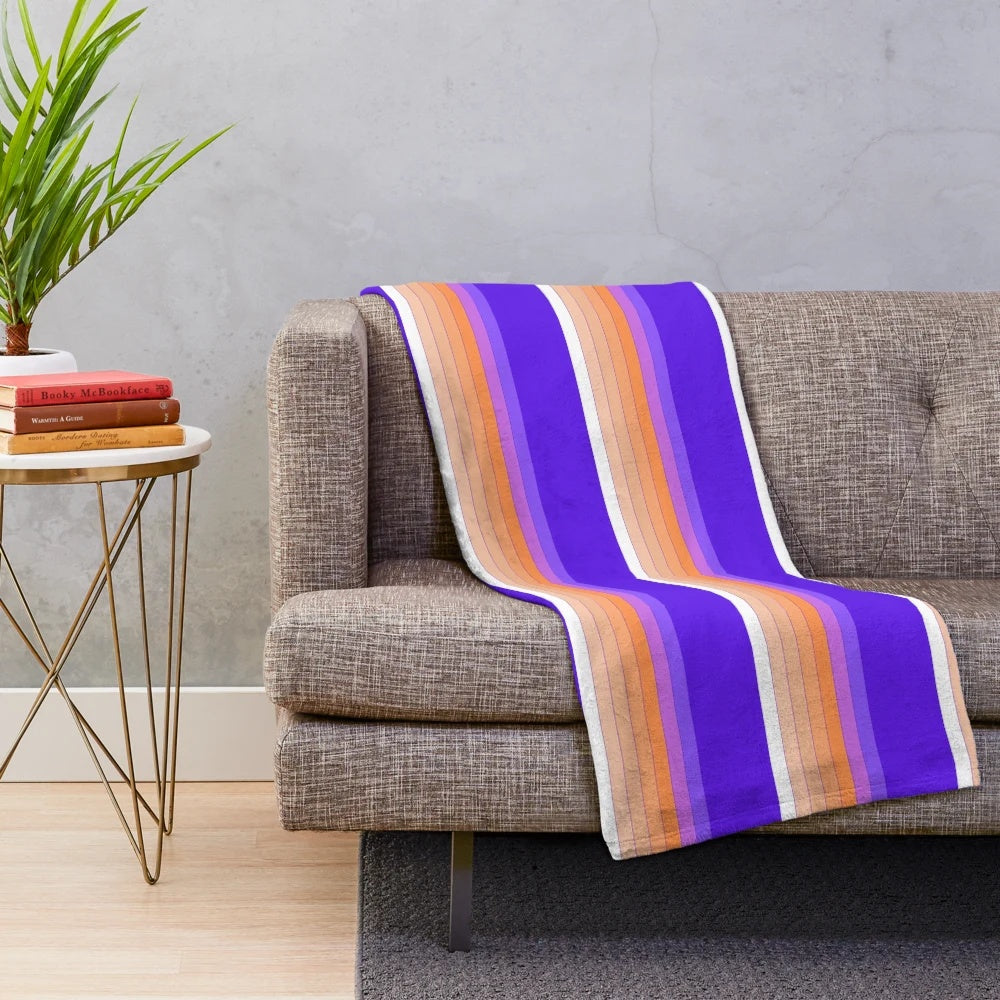 Clemson-inspired plush blanket with sunset grid design
