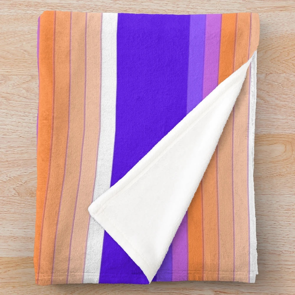 Clemson-inspired plush blanket with sunset grid design