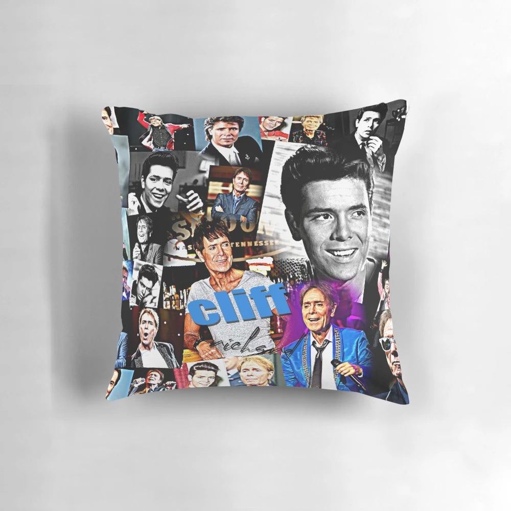 Decorative Pillow featuring Collage of Cliff Richard, the Legendary British Singer