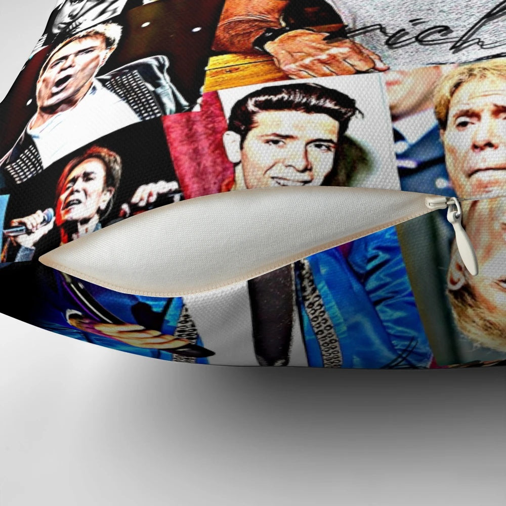 Decorative Pillow featuring Collage of Cliff Richard, the Legendary British Singer