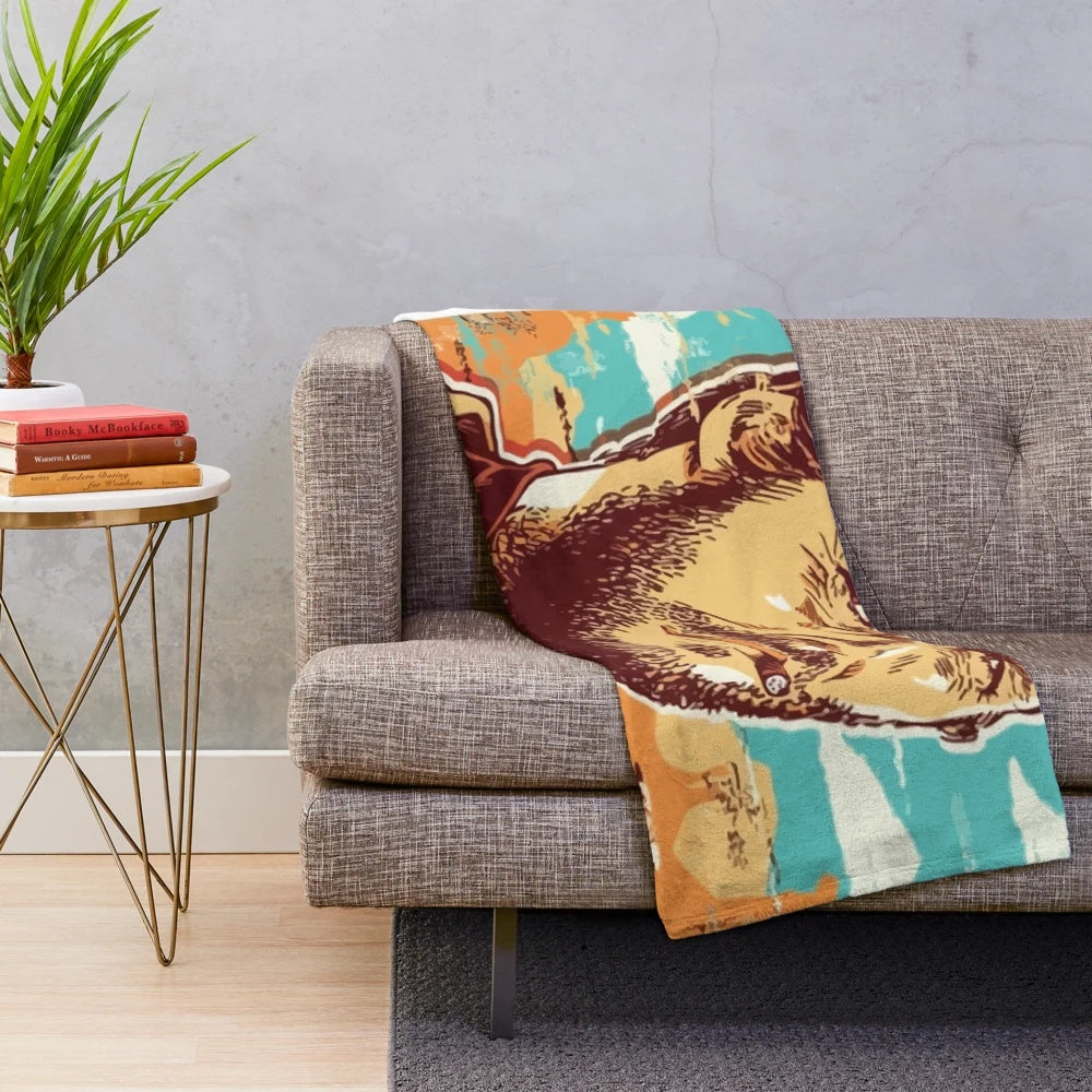 Clint Eastwood-inspired plush blanket with a western cowboy design