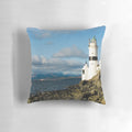 Cloch Lighthouse Pillow, featuring a scenic view of the lighthouse on the River Clyde in Scotland