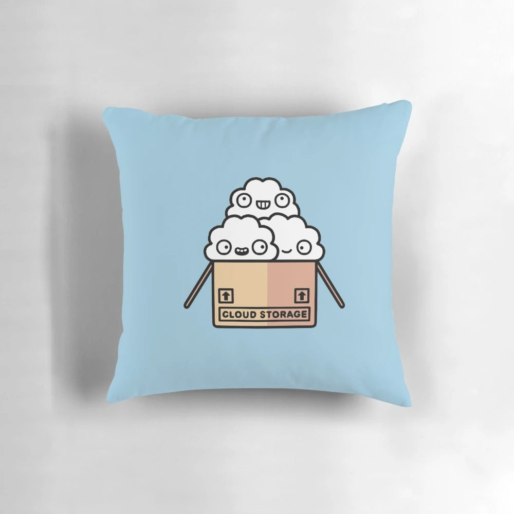 A cozy blue cloud-shaped pillow, ideal for adding a playful touch to any office or home setup.