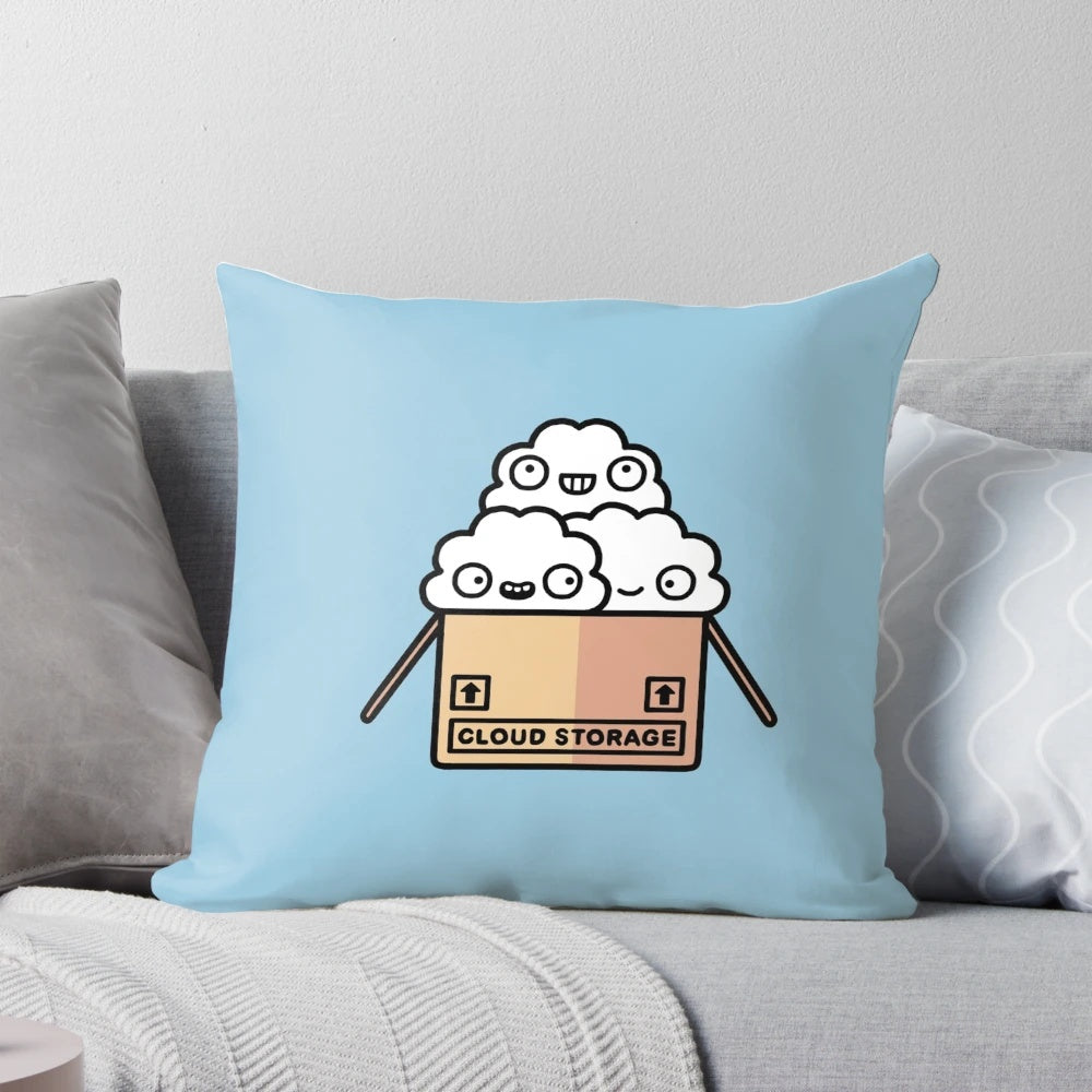 A cozy blue cloud-shaped pillow, ideal for adding a playful touch to any office or home setup.