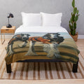 Clydesdale horse plush blanket featuring a realistic oil painting-style design