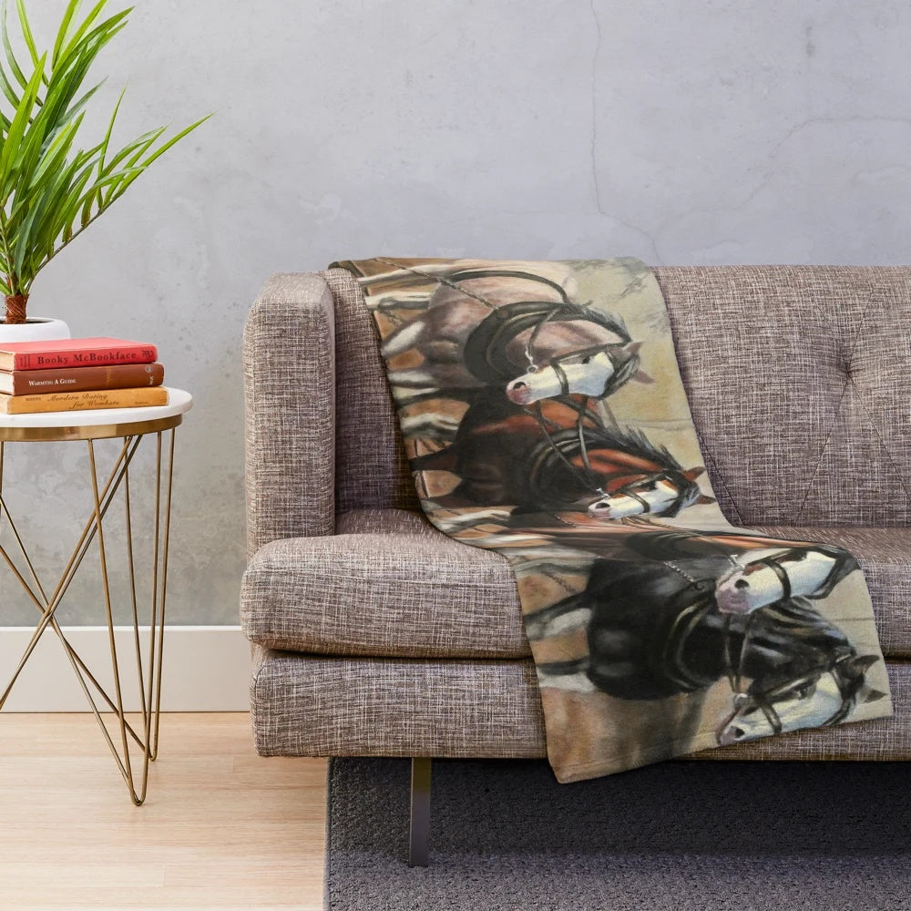 Clydesdale horse plush blanket