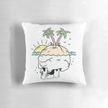 Decorative beach-themed skull pillow for coastal home and summer decor
