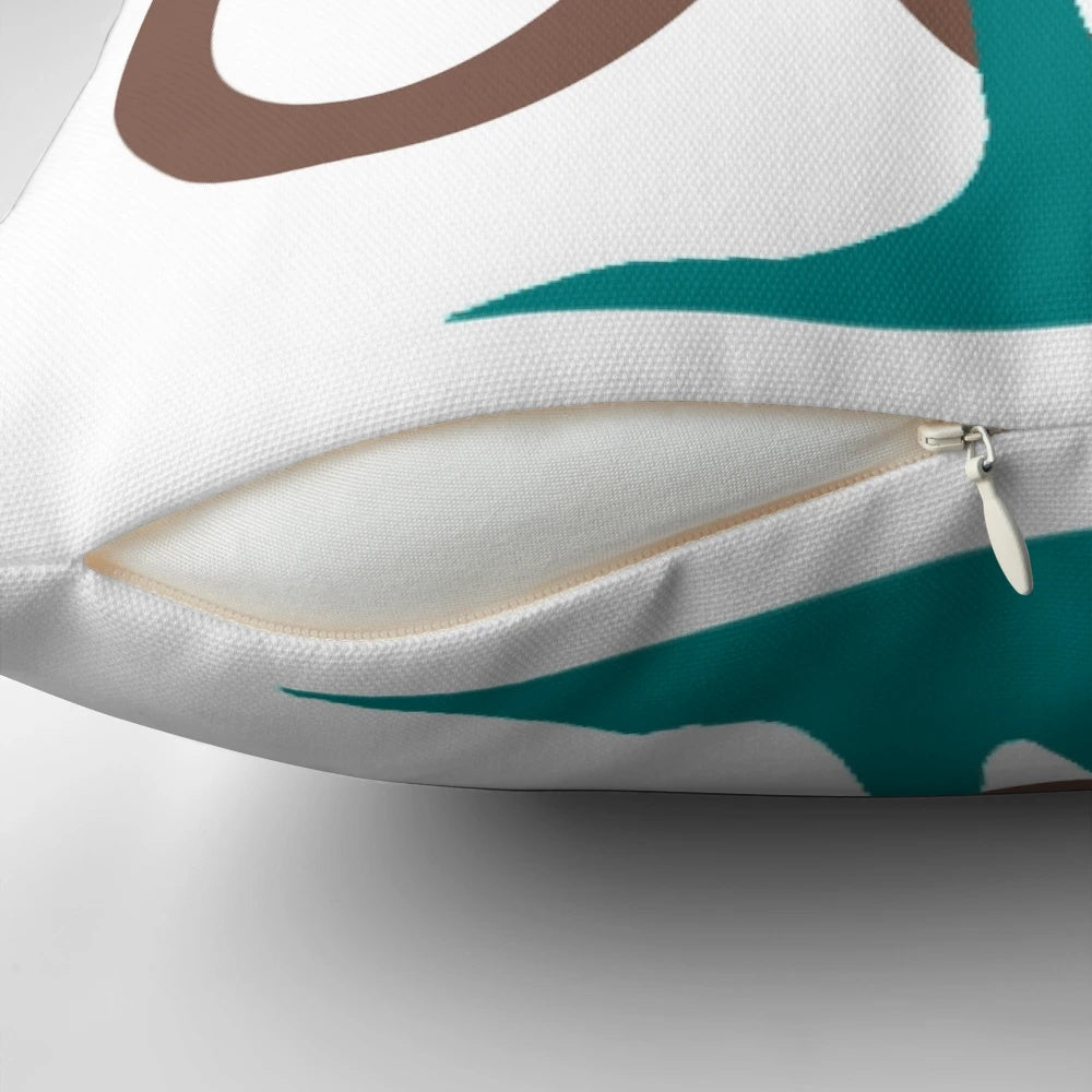 Coastal Carolina themed pillow with palm trees and Chanticleers logo