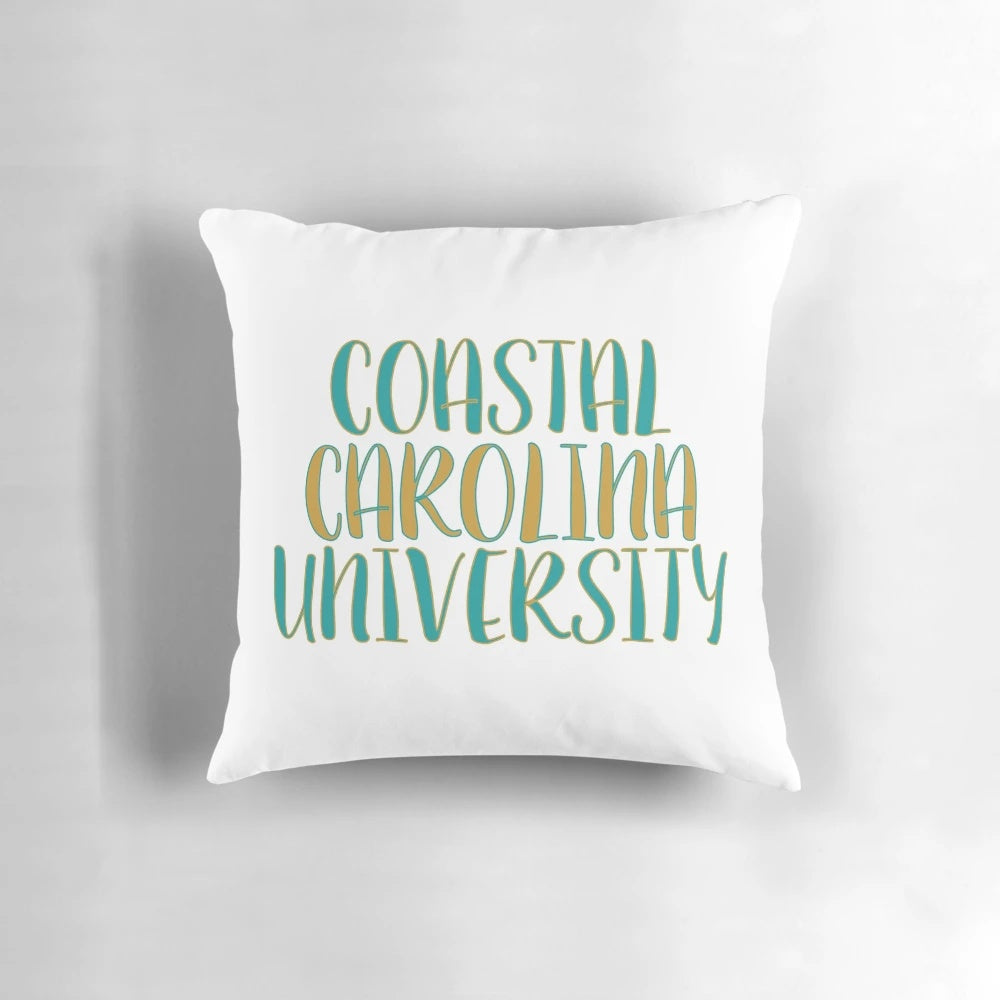 Coastal Carolina University Teal and Gold Pillow with Trendy Typography