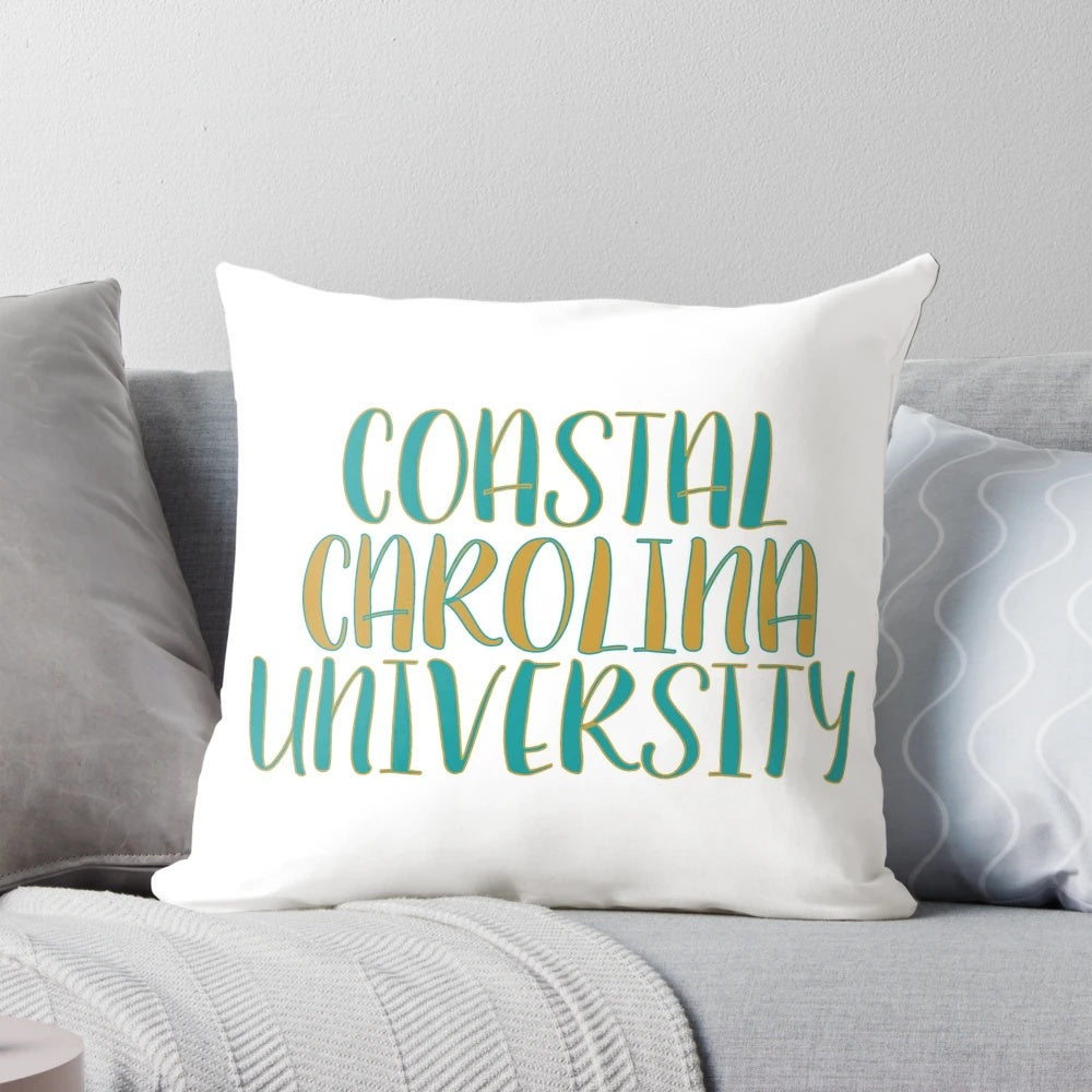 Coastal Carolina University Teal and Gold Pillow with Trendy Typography