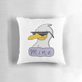 A hand-drawn illustration of a seagull on a high-quality throw pillow, perfect for adding a touch of coastal style to any room.