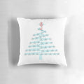 Coastal-inspired Christmas pillow with starfish, seahorse, and ocean-themed design