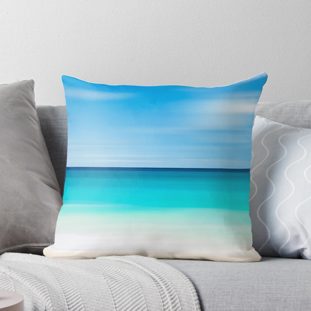 Coastal decor throw pillow with teal, turquoise, and aqua colors for beach cottage living room