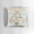 Coastal-Inspired Christmas Pillow with Shells, Starfish, and Nautical Accents