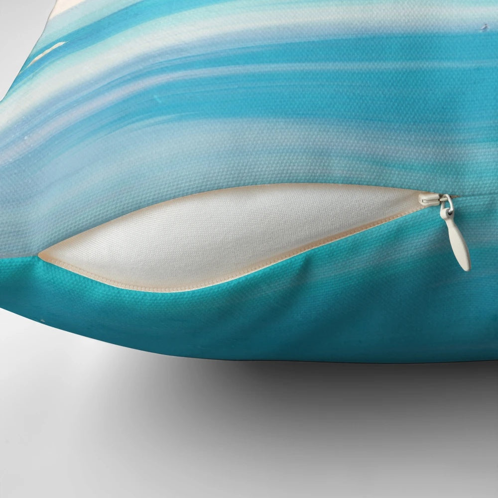 Coastal-inspired pillow with original design featuring the scenic landscapes of St Ives, Cornwall