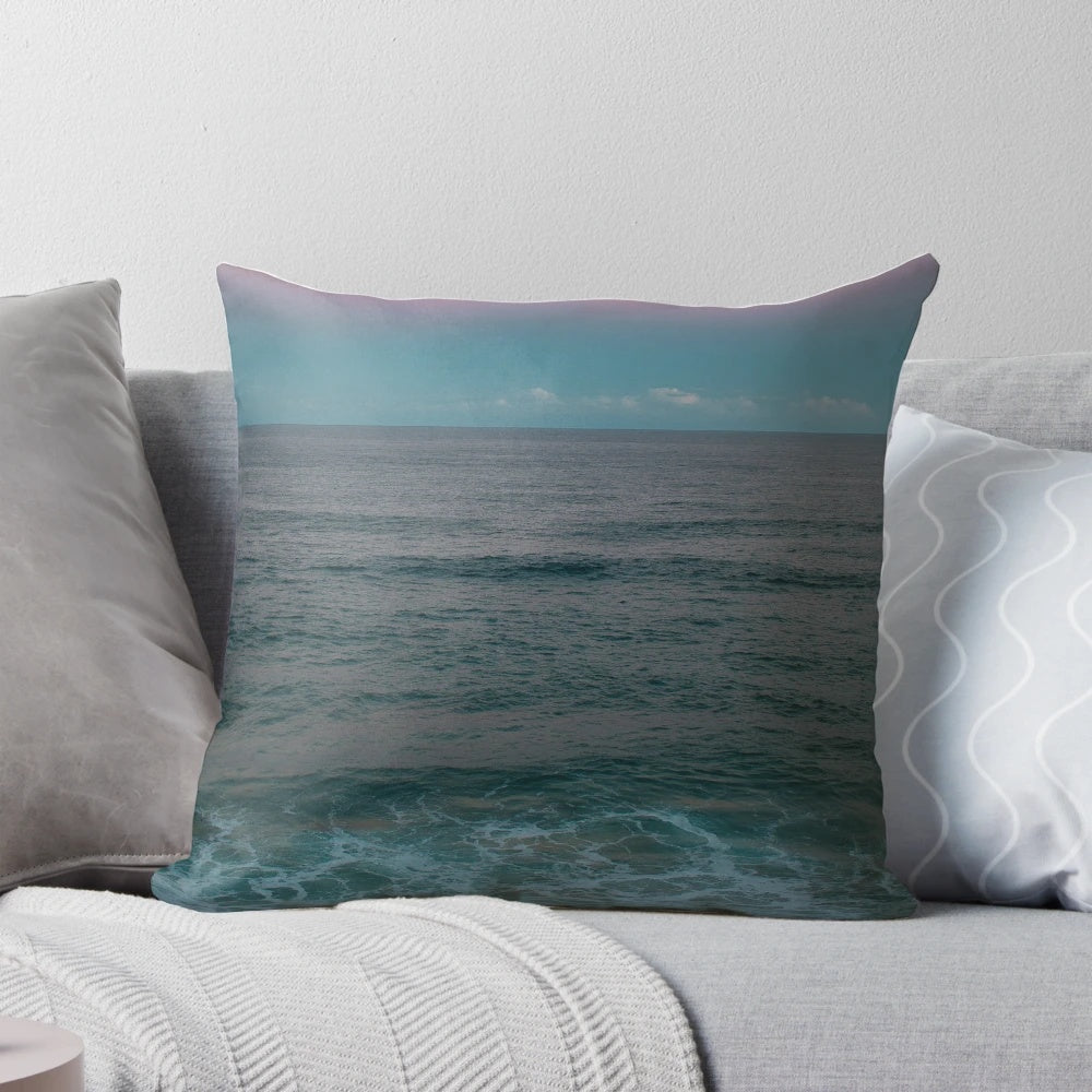 Summer dusk landscape pillow featuring a coastal scene of Cape Byron