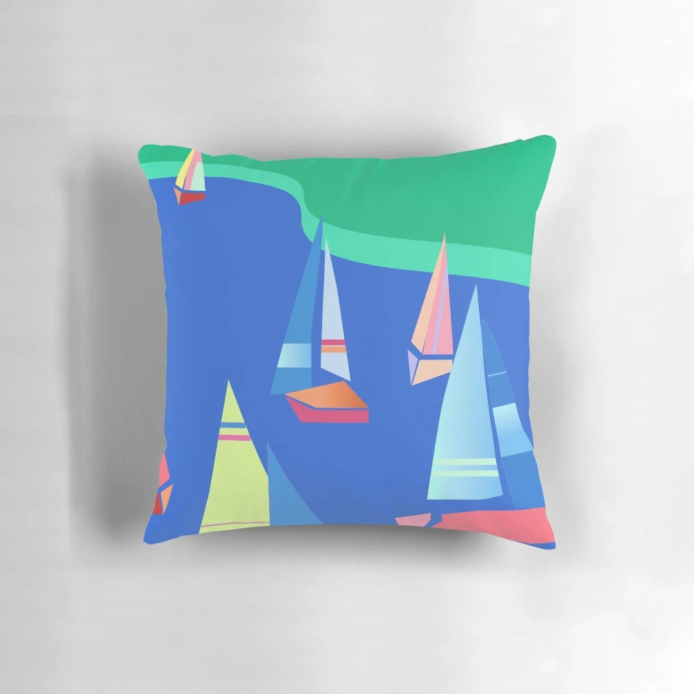 Coastal Marina Cove Pillow - Plush Nautical Throw Pillow for Seaside Décor