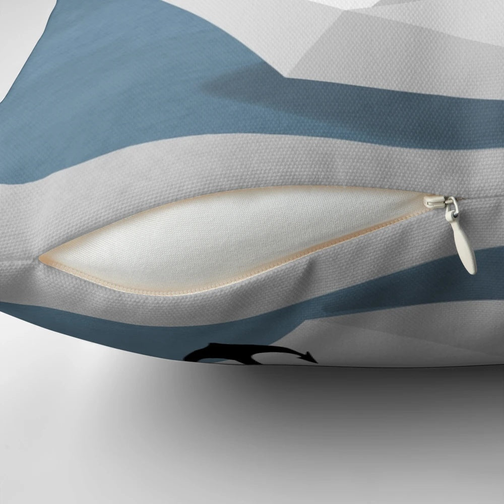 Coastal nautical decorative throw pillow featuring a fisher seagull design