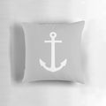 Silver gray anchor design printed on a decorative throw pillow