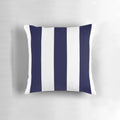 Navy blue and white striped coastal accent pillow