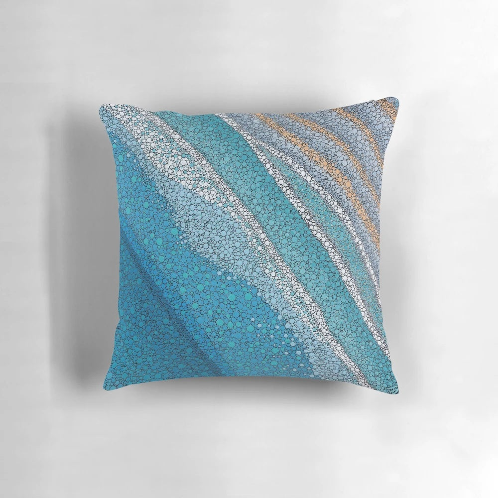 Coastal Ocean Pillow with Australian Aboriginal-Inspired Art