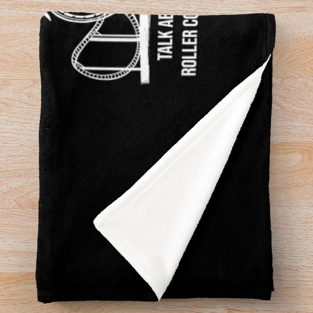 Plush blanket featuring a roller coaster design for roller coaster enthusiasts