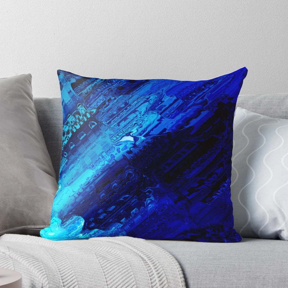Cobalt blue abstract pattern decorative pillow
