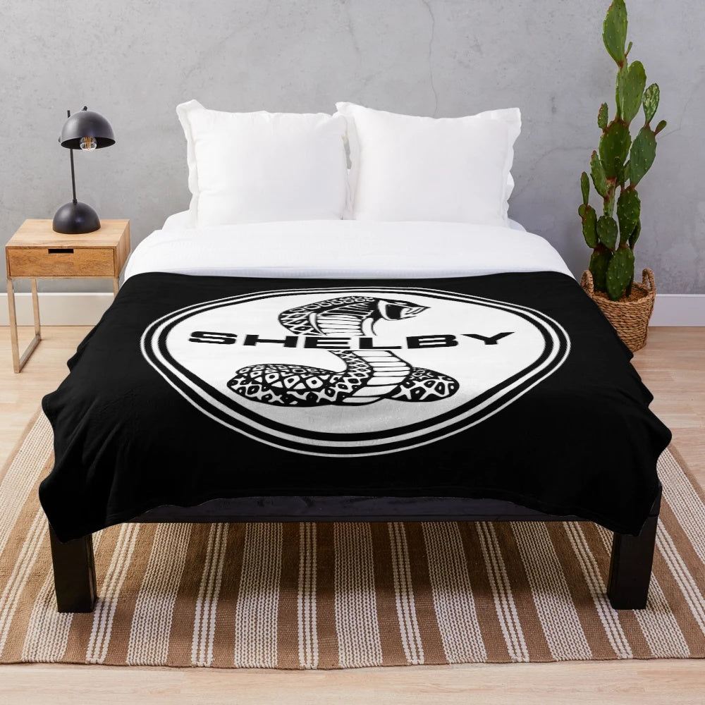Cobra-Inspired Plush Blanket with Vintage Retro Auto Car Styling