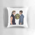 Cobra Kai and Karate Kid inspired retro pillow featuring Daniel LaRusso and the Cobra Kai dojo
