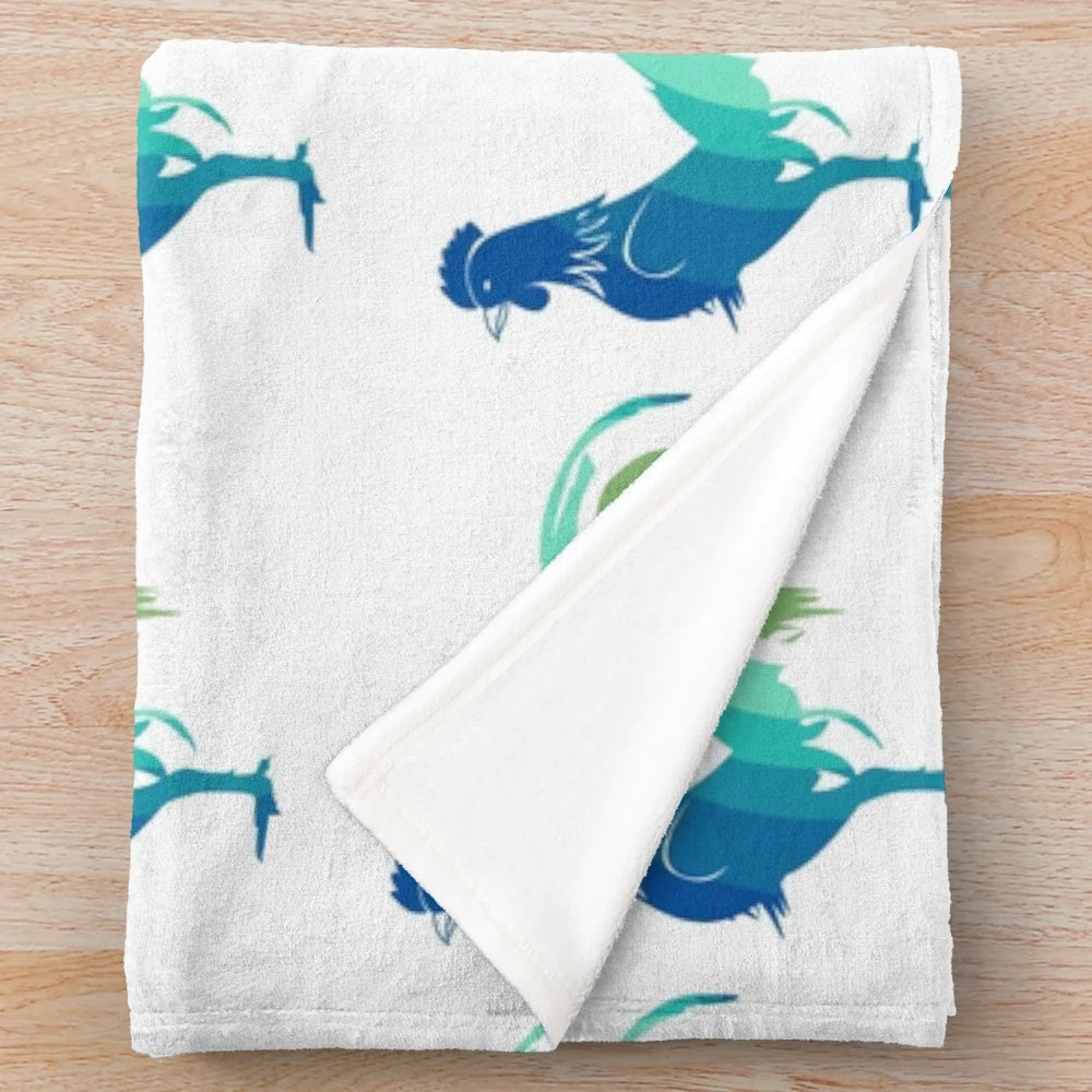Cockerall plush blanket featuring a colorful, abstract design of legendary animals