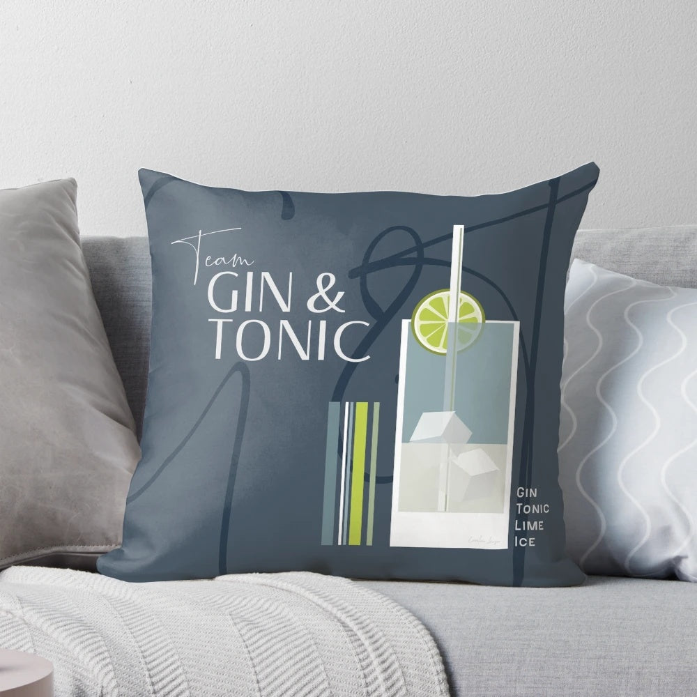 Stylish gin and tonic themed pillow designed by Caroline Laursen