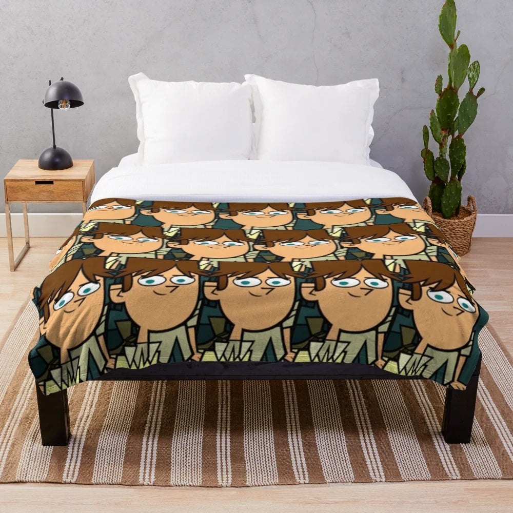 Cody from the Total Drama series on a plush blanket