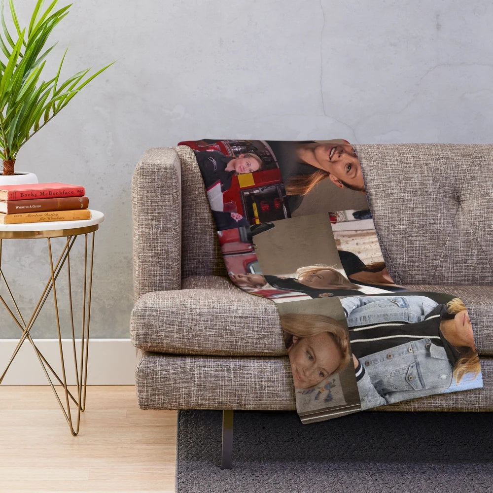 Collage designed plush blanket with greys, station 19, and LGBTQ themes