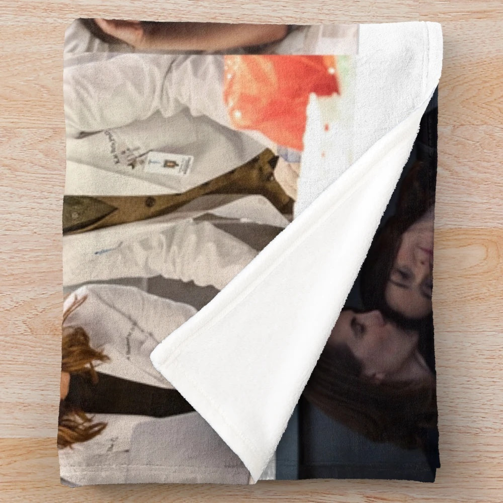 Collage designed plush gray blanket inspired by Grey's Anatomy characters