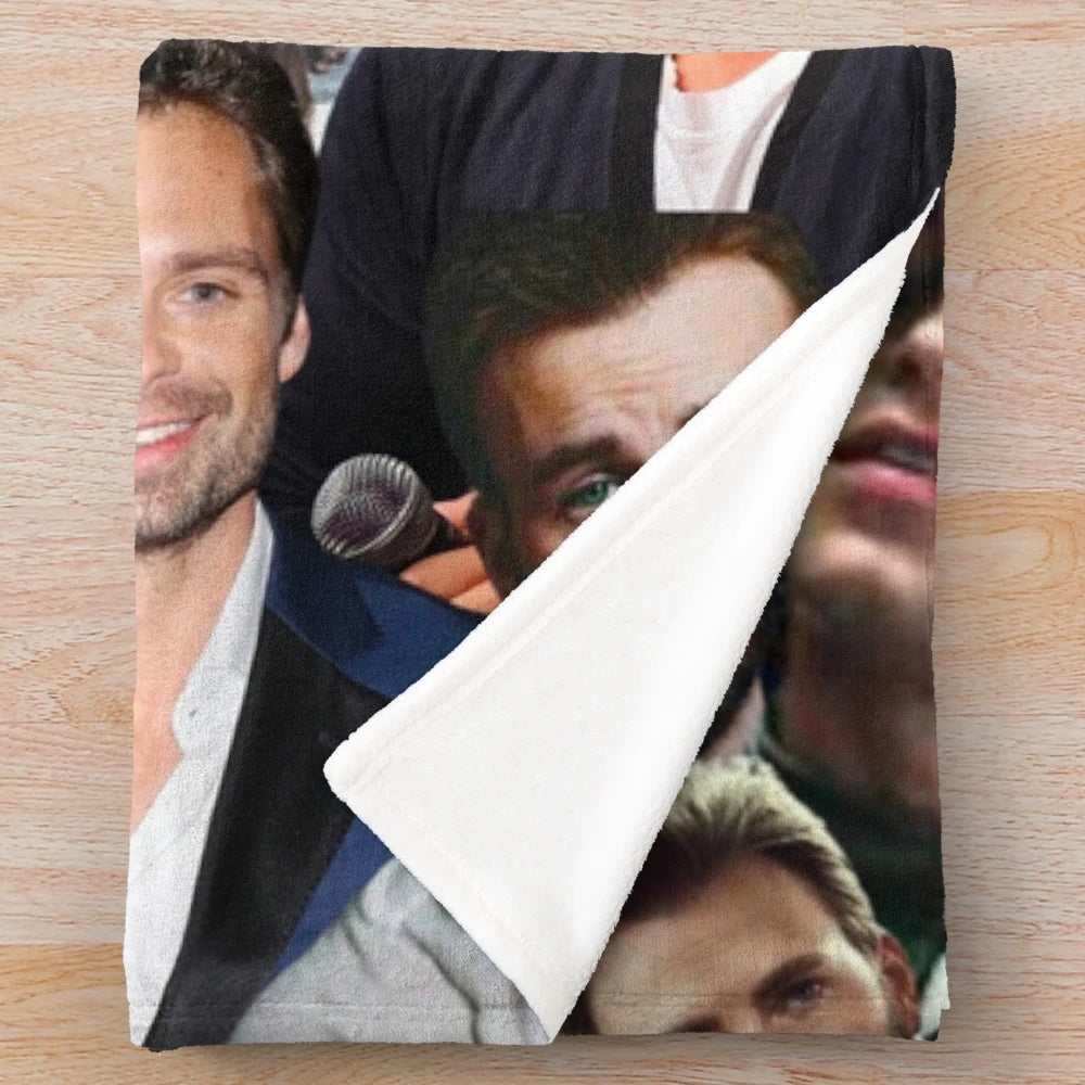 Collage-Inspired Chris Evans and Sebastian Stan Marvel Merch Plush Blanket