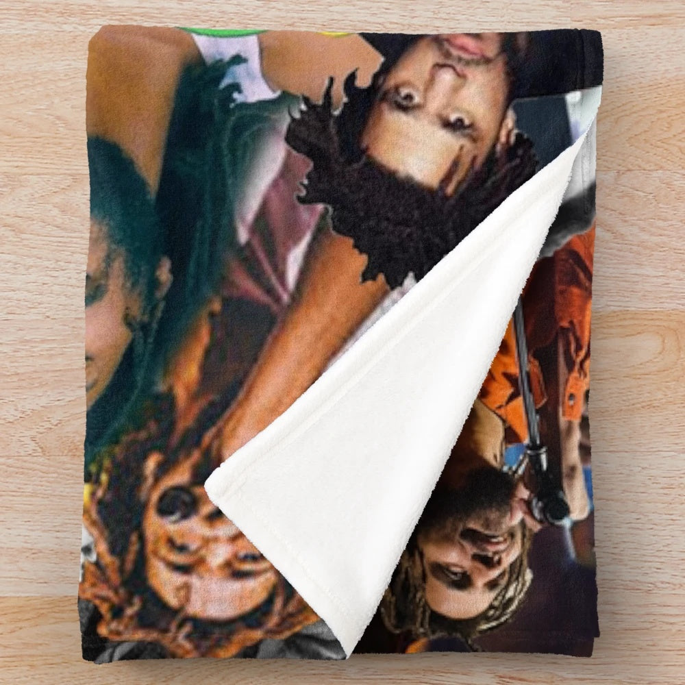 Collage-Inspired J Cole Plush Blanket