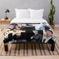 Collage-inspired plush blanket with images of Thomas Brodie-Sangster as Newt from The Maze Runner