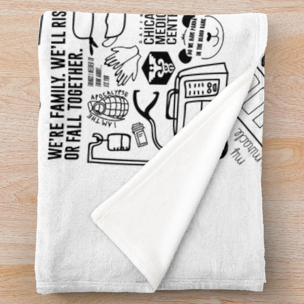 Collage-Inspired Plush Blanket featuring characters from the One Chicago TV franchise