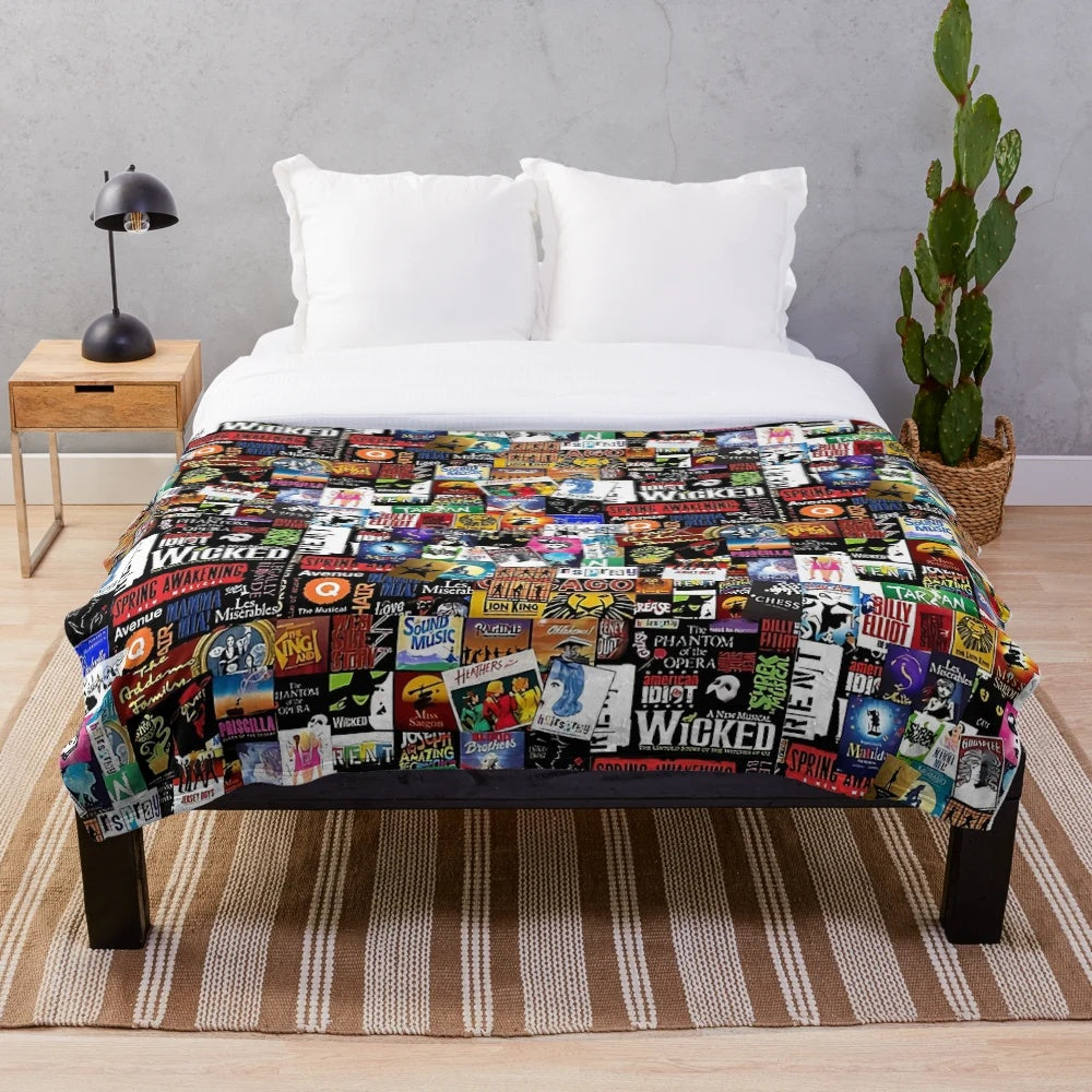 Collage Musical Themed Plush Blanket