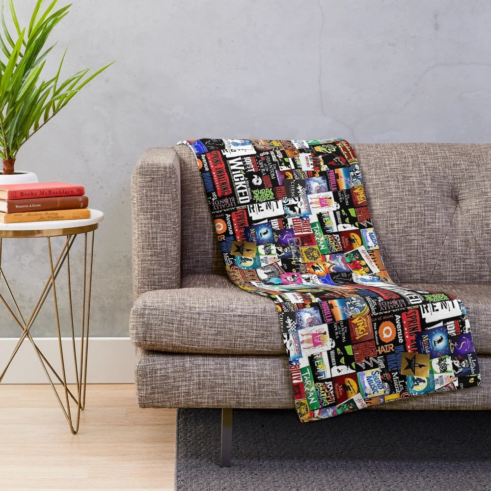 Collage Musical Themed Plush Blanket