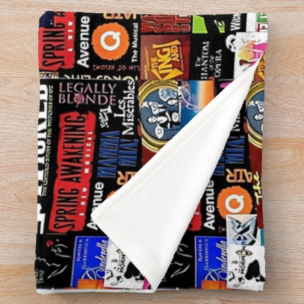 Collage Musical Themed Plush Blanket