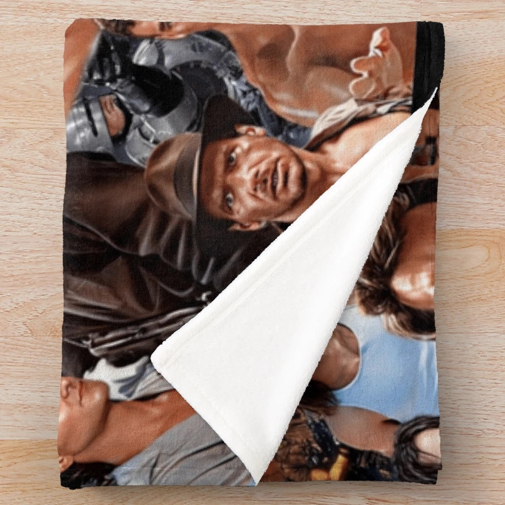 Collage of action heroes plush blanket