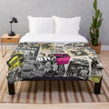 Punk rock music flyers collage plush blanket