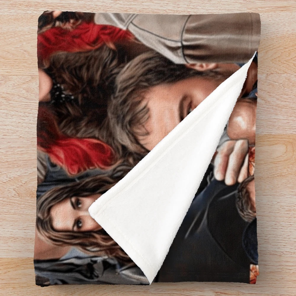 Collage of Supernatural-inspired elements on a plush blanket