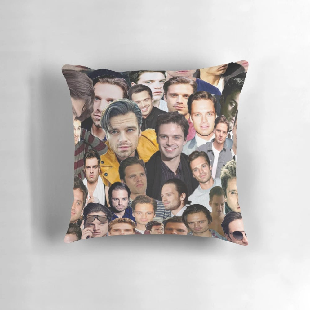 Sebastian Stan Bucky Barnes Collage Pillow