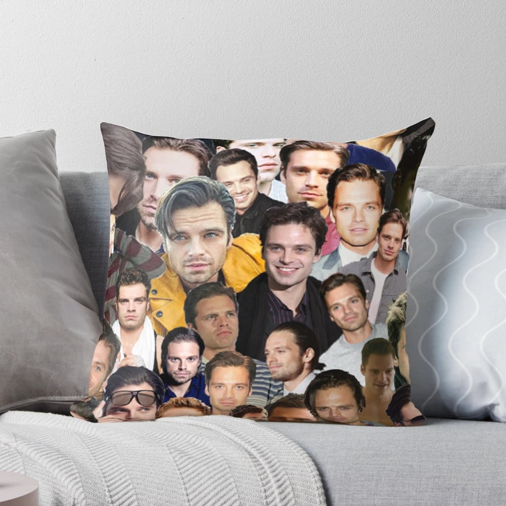 Sebastian Stan Bucky Barnes Collage Pillow