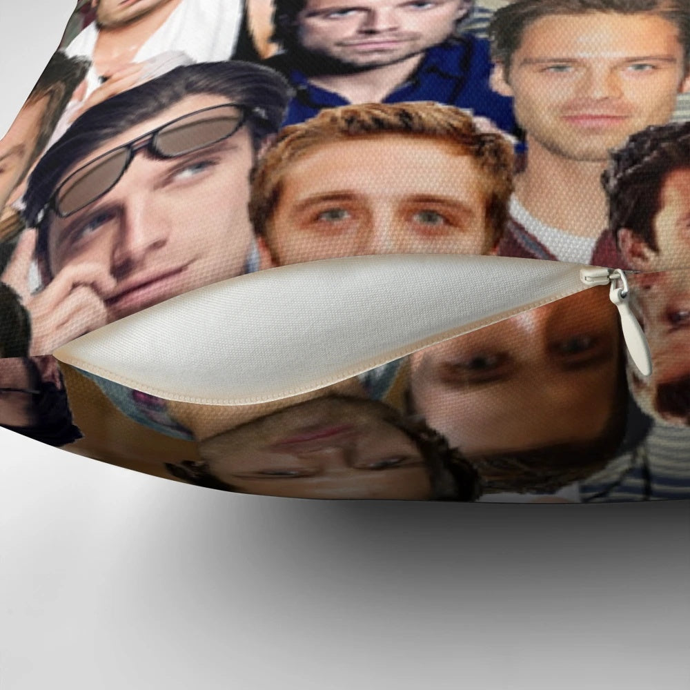 Sebastian Stan Bucky Barnes Collage Pillow