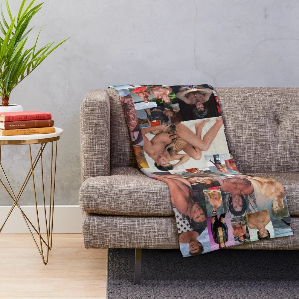Collage plush blanket with David Hasselhoff's chest